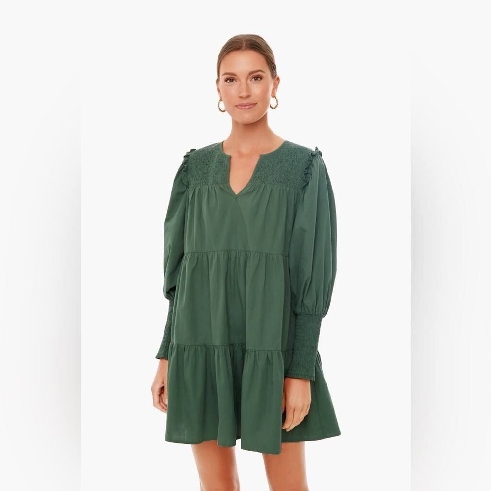 Tuckernuck x Pomander Place | Ceci Smocked Tiered Mini Dress S Green  Cotton‎